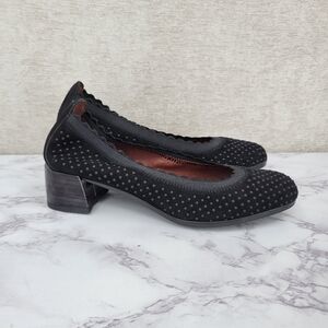 Hispanitas Black Suede Swiss Dot Heels